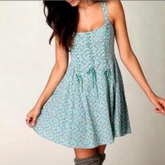 Free People Dresses & Skirts - Free People Blue Paisley Floral Corset Sundress